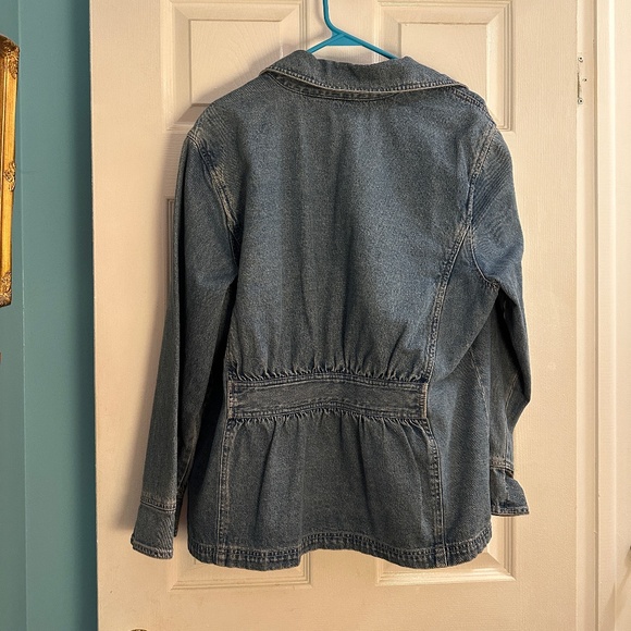 Ladies J. Jill "Out of the Blue" Denim Jacket W/Inner Lace Gathered Back MED - Picture 2 of 16
